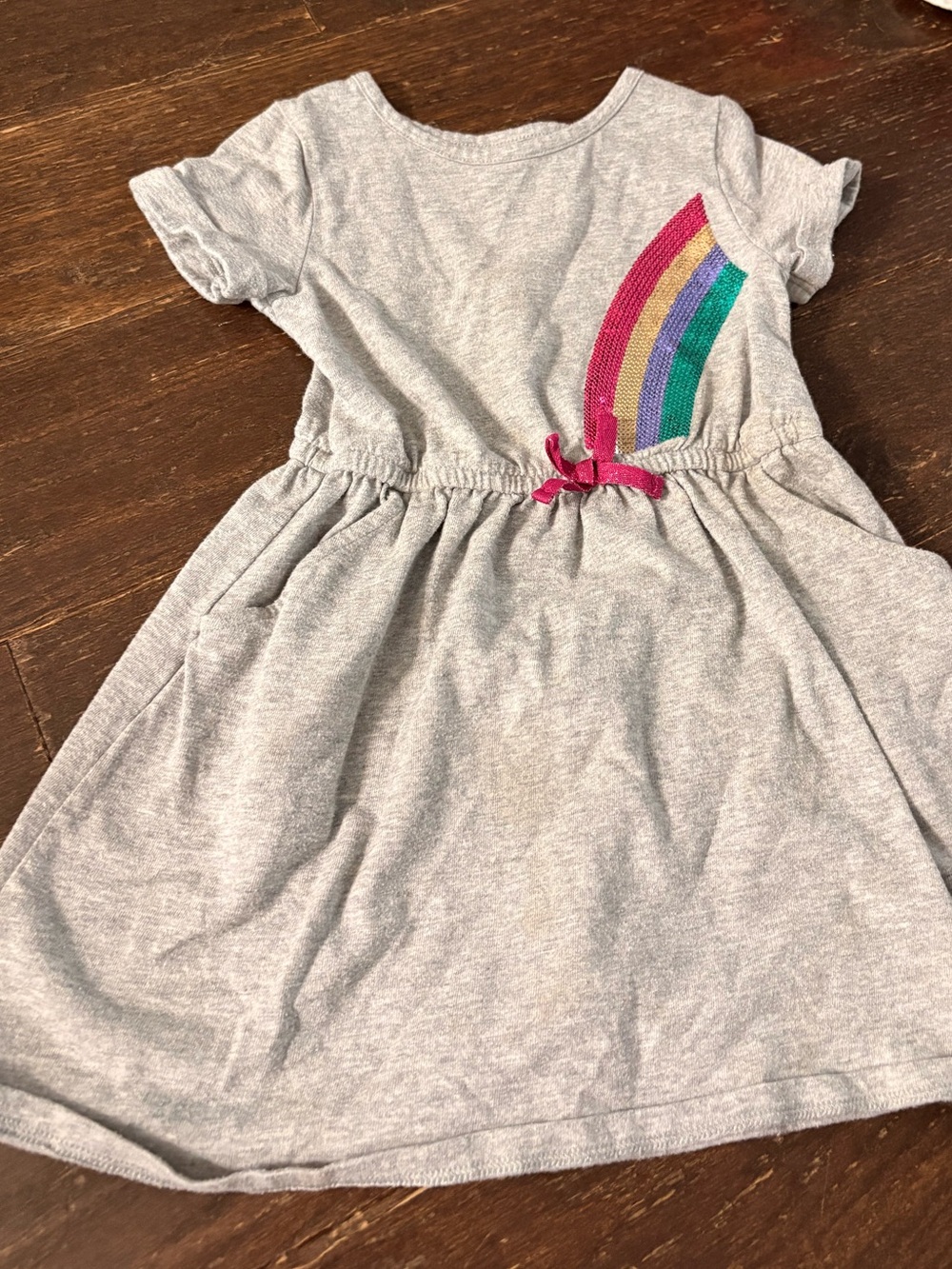 Girls' Gray Rainbow Tee Dress - Casual Everyday